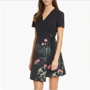 Ted Baker London Highland Wrap Detail Skater Dress